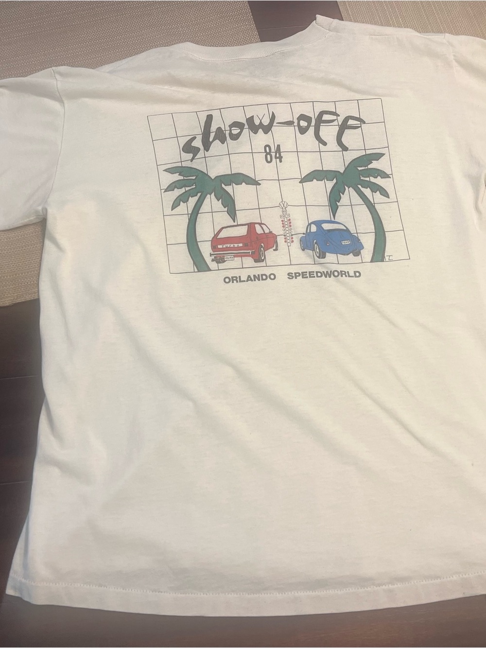 Jerzees White T‑Shirt from 1984 VW show off Orlando speed world